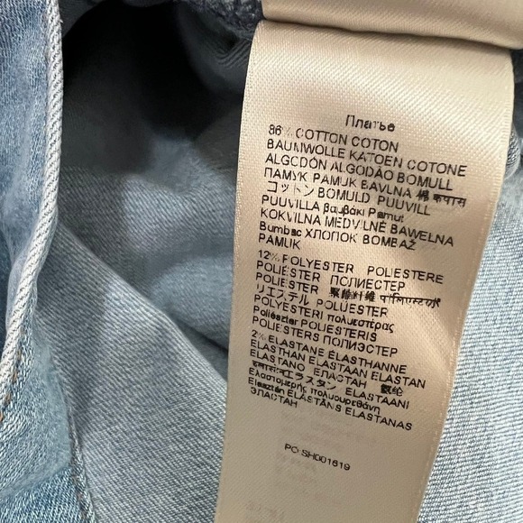 7 For All Mankind Luxe Denim Midi Dress Women L NWOT Snap Front Blue‎ Western - Picture 13 of 13